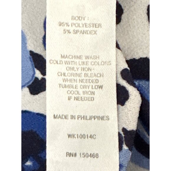 41 Hawthorn Small Blue Black Abstract Leopard Print Wrap Blouse - Picture 10 of 12